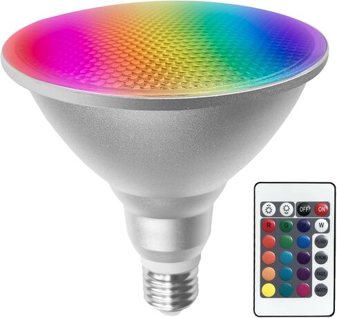 مصباح إضاءة LED PAR38 لتزيين عيد الهالوين، 30 وات RGB + ضوء فيضان LED أبيض دافئ، مصباح متغير اللون مع جهاز تحكم عن بعد، إضاءة حديقة مقاومة للماء لديكور حفلات الفناء المنزلي in Kuwait