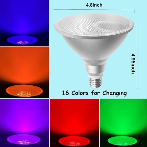مصباح إضاءة LED PAR38 لتزيين عيد الهالوين، 30 وات RGB + ضوء فيضان LED أبيض دافئ، مصباح متغير اللون مع جهاز تحكم عن بعد، إضاءة حديقة مقاومة للماء لديكور حفلات الفناء المنزلي in Kuwait
