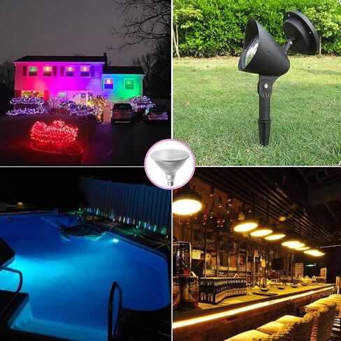مصباح إضاءة LED PAR38 لتزيين عيد الهالوين، 30 وات RGB + ضوء فيضان LED أبيض دافئ، مصباح متغير اللون مع جهاز تحكم عن بعد، إضاءة حديقة مقاومة للماء لديكور حفلات الفناء المنزلي in Kuwait