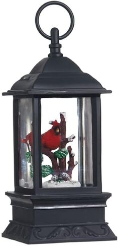 Lighted Snow Globe Lantern: 9.5 Inch, Black Holiday Water Lantern by RAZ Imports (Cardinal) in Saudi Arabia