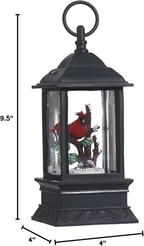 Lighted Snow Globe Lantern: 9.5 Inch, Black Holiday Water Lantern by RAZ Imports (Cardinal) in Saudi Arabia
