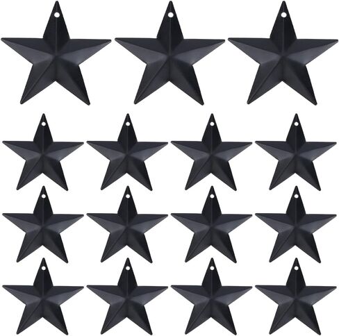 GORGECRAFT 30PCS 1.6" Black Metal Star Decor Barn Star with Hole Iron Vintage Wall Arts Hanging Wall Decors for Crafts House Christmas Independence Day Indoor Outdoor DIY Handmade Accent in Saudi Arabia
