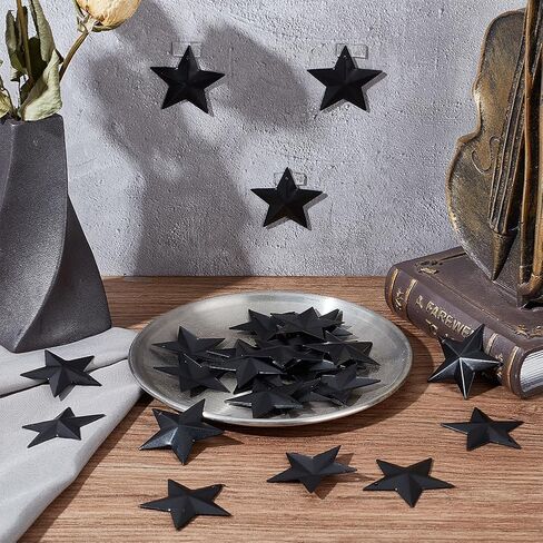 GORGECRAFT 30PCS 1.6" Black Metal Star Decor Barn Star with Hole Iron Vintage Wall Arts Hanging Wall Decors for Crafts House Christmas Independence Day Indoor Outdoor DIY Handmade Accent in Saudi Arabia