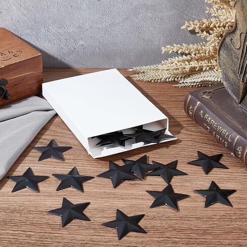 GORGECRAFT 30PCS 1.6" Black Metal Star Decor Barn Star with Hole Iron Vintage Wall Arts Hanging Wall Decors for Crafts House Christmas Independence Day Indoor Outdoor DIY Handmade Accent in Saudi Arabia