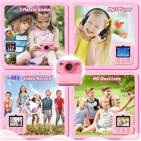 Upgrade Kids Camera Instant Print for Boys and Girls, 1080P HD Dual-Lens Selfie Digital Camera with Print Paper & 32G Card, Christmas Birthday Gifts Toys for Toddler and Teenagers Age 3-16 Years Old in Saudi Arabia