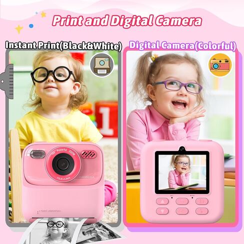 Upgrade Kids Camera Instant Print for Boys and Girls, 1080P HD Dual-Lens Selfie Digital Camera with Print Paper & 32G Card, Christmas Birthday Gifts Toys for Toddler and Teenagers Age 3-16 Years Old in Saudi Arabia