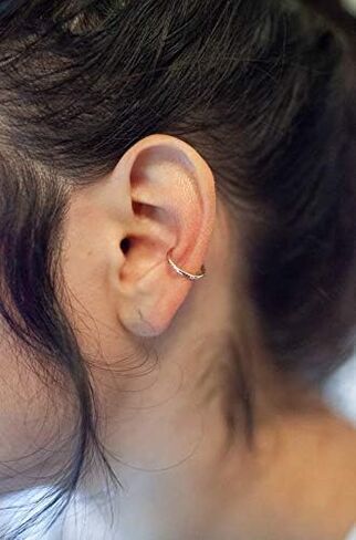 Rose Gold Smooth Thick 16 Gauge Ear Cuff - For Pierced or Non Pierced - Pink Gold Ear Wrap Piercing Smooth Design 14K Rose Gold Filled 16g 10MM in Saudi Arabia