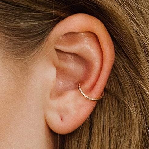 Rose Gold Smooth Thick 16 Gauge Ear Cuff - For Pierced or Non Pierced - Pink Gold Ear Wrap Piercing Smooth Design 14K Rose Gold Filled 16g 10MM in Saudi Arabia