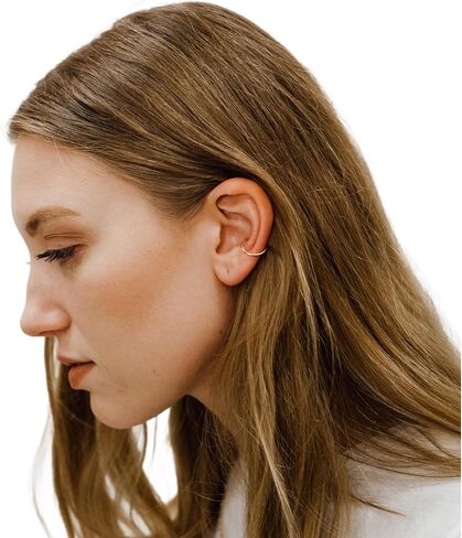 Rose Gold Smooth Thick 16 Gauge Ear Cuff - For Pierced or Non Pierced - Pink Gold Ear Wrap Piercing Smooth Design 14K Rose Gold Filled 16g 10MM in Saudi Arabia