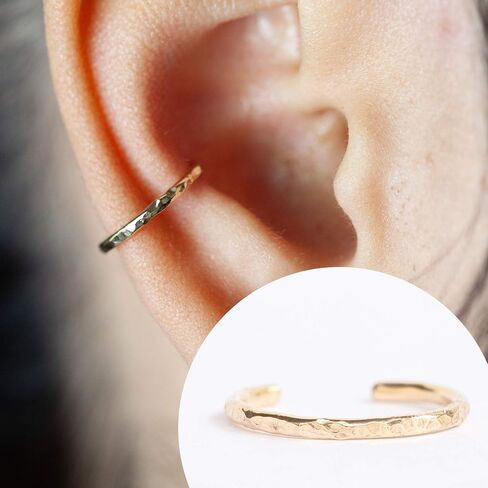 Rose Gold Smooth Thick 16 Gauge Ear Cuff - For Pierced or Non Pierced - Pink Gold Ear Wrap Piercing Smooth Design 14K Rose Gold Filled 16g 10MM in Saudi Arabia