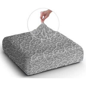 PAULATO BY GA.I.CO. Couch Cushion Cover - Sofa Cushion Cover - T-Cushion & Box Cushion Slipcover - Replacement Sofa Cushion Protector - Stretch Seating Cover - Jacquard 3D Collection - Beige Arabesco