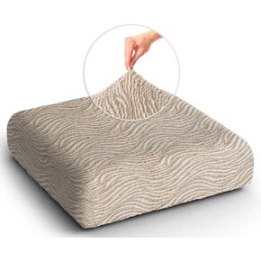PAULATO BY GA.I.CO. Couch Cushion Cover - Sofa Cushion Cover - T-Cushion & Box Cushion Slipcover - Replacement Sofa Cushion Protector - Stretch Seating Cover - Jacquard 3D Collection - Beige Arabesco