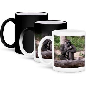 3dRose mug_20866_2 Gorilla Touching Fur Ceramic Mug, 15-Ounce