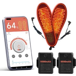 Heated Insoles, Heated Insoles for Women Men with APP Control, 5000mAh Battery Up to 14 Hours Powered Foot Warmers for Outdoor Hunting Fishing Camping Size Adjust (L)