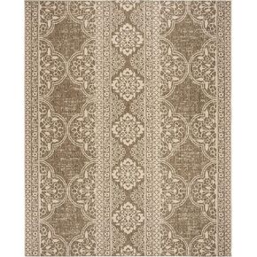 SAFAVIEH Linden Collection Area Rug - 9' x 12', Cream & Beige, Boho Design, Non-Shedding & Easy Care, Indoor/Outdoor & Washable-Ideal for Patio, Backyard, Mudroom (LND174A)