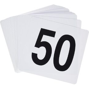 Winco 1-50 Plastic Table Numbers, White, Black