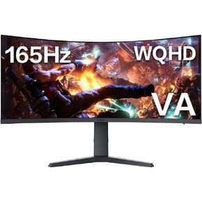 KOORUI 34 inch Ultrawide 21:9 Curved Gaming Monitor 165hz(Support 144hz) WQHD (3440X1440) 1000R,HDR400,DCI-P3 90% Color Gamut,FreeSync,Borderless Design,Eye Cared