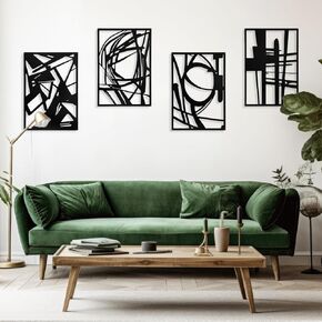 Matutinus Abstract Metal Wall Art, Minimalist Décor Single Line Art Décor, 3D Textured Sculptures, for Living Room Bedroom Bathroom Study (4 Park Black, 16 x 11'')
