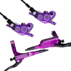 MTB Hydraulic Disc Brakes Set, Left Front 800mm Right Rear 1450mm Hydraulic Brake Set, Aluminum Alloy Hydraulic Disc Bike Brake Kit, 4-Piston Bicycle Brakes Oil Pressure Disc Brake Set Green