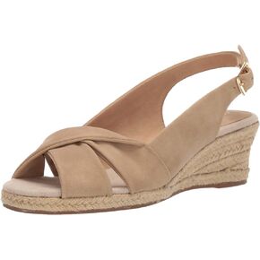 Easy Street Women's Maureen Espadrille Slingback Sandal Wedge, Black, 11 M US