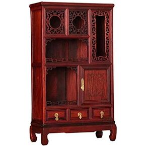 NWFashion Standing Chinese Rosewood Red Wooden Display Decorate Shelf Desktop (Cabinet)