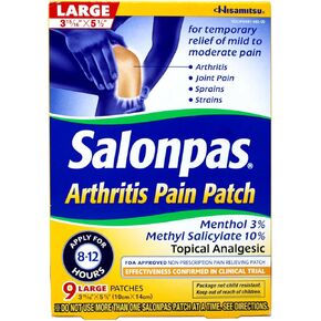 Salonpas Patch Large 3.9X5.5 Inches 9 Count for Mild to Moderate Temporary Relief