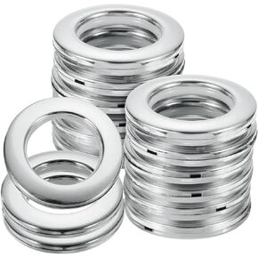uxcell 16pcs Curtain Grommets, 1-5/7"(42 mm) ID Window Curtain Panels Eyelet Rings Low-Noise Sliding Roman Curtain Hardware Clip Rings for Window Bathroom Bedroom Curtain Rod, White