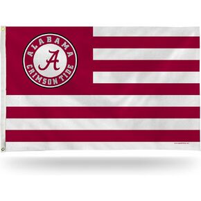 Rico Industries NCAA Alabama Crimson Tide Stars & Stripes 3' x 5' Banner Flag Single Sided - Indoor or Outdoor - Home Décor
