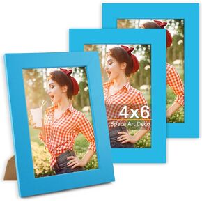 Space Art Deco, 5X7 Picture Frame, Set Of 3 Pink Picture Frame - Vibrant Colored Photo Collage Frame, High Definition Glass For Wall Mounting Or Tabletop Display