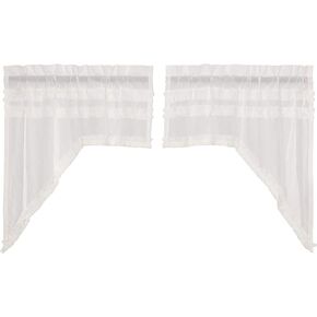 ستائر نافذة المطبخ ذات الجيب الأبيض من VHC Brands Farmhouse مقاس 40.64 سم × 152.4 سم in Kuwait