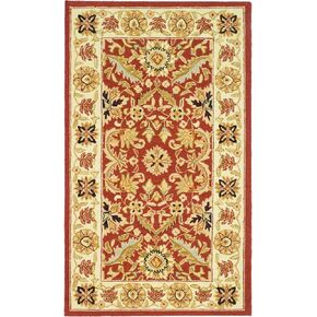 SAFAVIEH Chelsea Collection Accent Rug - 3'9" x 5'9", Red & Ivory, Hand-Hooked French Country Wool, Ideal for High Traffic Areas in Entryway, Living Room, Bedroom (HK157A)