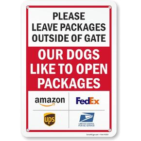 SmartSign 'Stop Do Not Leave Packages Here' Sign with Delivery Partner Logos - 10" x 7", 40 mil Laminated Rust-free Aluminum - Metal Sign for Outdoors, Porch, Gated Entrances, Made in USA
