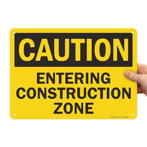 SmartSign "Caution - Entering Construction Zone" Sign | 10" x 14" Plastic