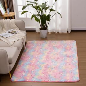 Aimuan Dinosaur Print Area Rug Nursery for Princess Prince Large Playroom Glow in The Dark Area Rug for Kids Boys Girls Toddlers Children Room Decor Blue Play Mat Living Bedroom (Orange-blue,4x6ft)
