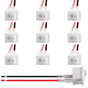 10pack Kcd1 Mini Rocker Switch,2pin On Off Switch White Pre-Wired Latching Rectangle Toggle SPST Snap for Boat