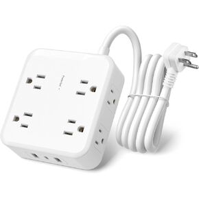 BN-LINK Surge Protector Power Strip with 9 Outlets 2 USB-A 1 USB-C(Total 3.4A), 3-Side Outlet Extender Strip with 5 Ft Extension Cord, Flat Plug, Desktop Charging Station for Travel, Home, Office, 15A