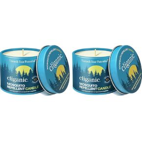 Cliganic Natural Mosquito Repellent Candle (Pack of 4) | Citronella, DEET Free, Essential Oil Infused for Outdoor, Camping | Burns 18 Hours