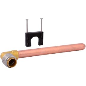 SharkBite Max 1/2 Inch 90 Degree Elbow with 8 Inch Copper Stub Out, Push to Connect Brass Plumbing Fitting, PEX Pipe, Copper, CPVC, PE-RT, HDPE, UR351A