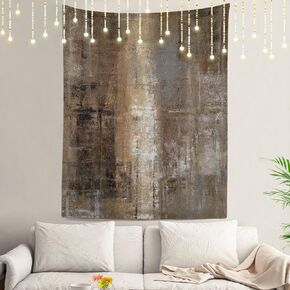 Shrahala Brown Abstract Art Wall Tapestry, Grey Acrylic Wall Hanging Large Tapestry Decoration Polyester Fiber White Hem Around for Dorm Room Bedroom 59.1 x 39.4 in