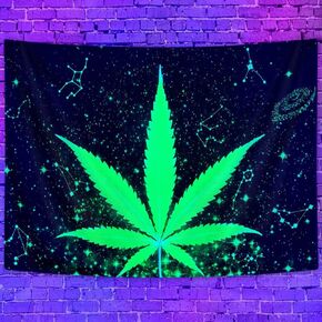 Boziqr Blacklight Trippy Weed Tapestry, UV Reactive Aesthetic Galaxy Stars Space Tapestry Wall Hanging, Mystic Small Tapestry for Bedroom Living Room Dorm 60 X 40 Inches