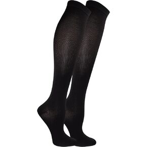 جوارب طويلة للركبة ذات ضغط متدرج للسيدات من Dr. Scholl، زوجان من الجوارب، أسود، يناسب مقاس حذاء المرأة 4-10