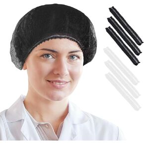 120 Pcs Disposable Bouffant Caps, 21 Inches Random Color Hair Nets for Women and Men, Polypropylene Non-Woven Hair Nets for Food Service Workers, Labs, Hospital, Salon, Kitchen (Black or White)