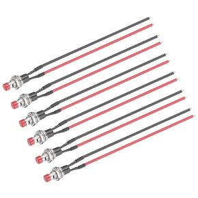 MECCANIXITY 6 Pcs 1A 250V AC 7mm Mini Momentary Push Button Switch SPST PBS-110 NO Red Switch Button with Pre-Soldered Wires for Electronic Devices Household Appliances
