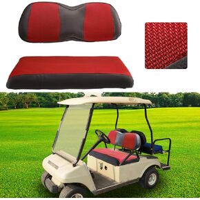 Golf Cart Seat Covers for Club Car Precedent Seat Covers Ordinary Front Seat,Breathable Polyester Mesh Cloth and Leather,Backrest and Seat Covers No Need to Use Gun Nails