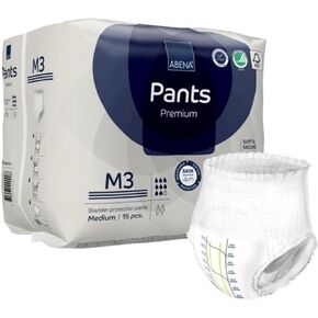 Abena Premium Pants M3 Disposable Underwear Pull On with Tear Away Seams Medium, 1000021324, 45 Ct