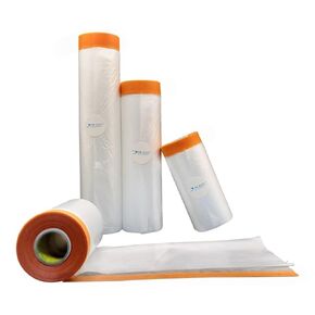 Plastic Sheeting Automotive Masking Tape – Assorted Size Multi Pack – No Residue Orange Painters Tape with Masking Plastic – Heat Resistant Car Paint Tape Masking Paper 65 Feet (3, 94 x 59 x 35 Inch)