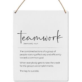 Inspirational Office Decor - Office Motivational Wall Decor - Team Definition Sign - Wooden Slogan Hanging Sign for Office 8 x 10 Inch