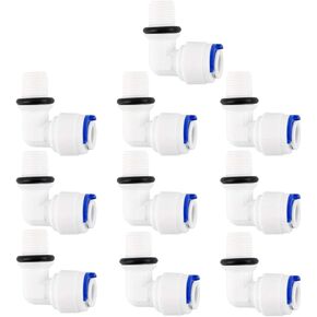 uxcell 10pcs 1/8 Inch BSP Male To 1/4 Inch OD L-type Quick Connect Water Purifiers Tube Fittings Push Connector Water Hose for RO Reverse Osmosis System