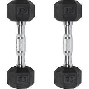 Hex Dumbbells - Heavy Duty PVC Coated Weights, Chrome-Plated Knurled Handles - Workout, Exercise, Lifting, Body Building Home Gym Training Gear - 3 Lb to 50Lb Options - Sold in Pairs