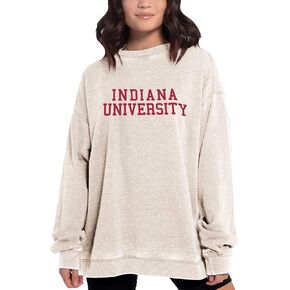 Chicka-d NCAA Indiana Hoosiers Womens Burnout Fleece Campus Crew, Oatmeal, Small, 449_NC_CB